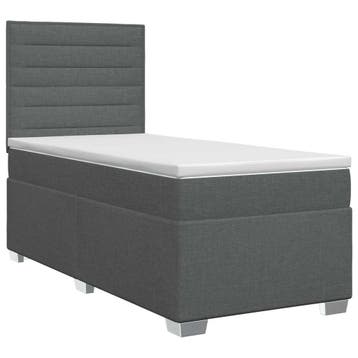 vidaXL Boxspringbed met matras Donkergrijs 80 x 200 cm Stof, Verzenden, Nieuw
