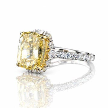 Ring - 14 karaat Witgoud, Geel goud - 5.96ct. tw. Geel, Nieuw