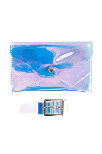KIMU® Klein Transparant Heuptasje Riem Holografisch Iridesce, Sieraden, Tassen en Uiterlijk, Tassen | Damestassen, Ophalen of Verzenden