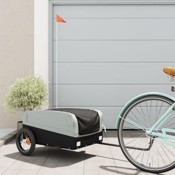vidaXL Fietstrailer 30 kg ijzer zwart en grijs, Fietsen en Brommers, Verzenden, Nieuw