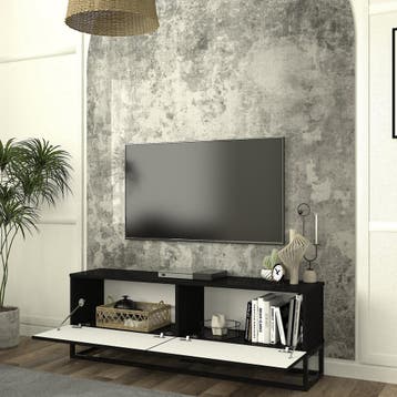 Tv-meubel Verpsboga lang frame 135x32x47 cm zwart [en.casa], Verzenden, Nieuw