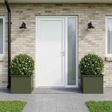 vidaXL Plantenbak met led 2 st Olijfgroen 50 x 60 x 48 cm, Verzenden, Nieuw, Metaal, 60 tot 100 cm