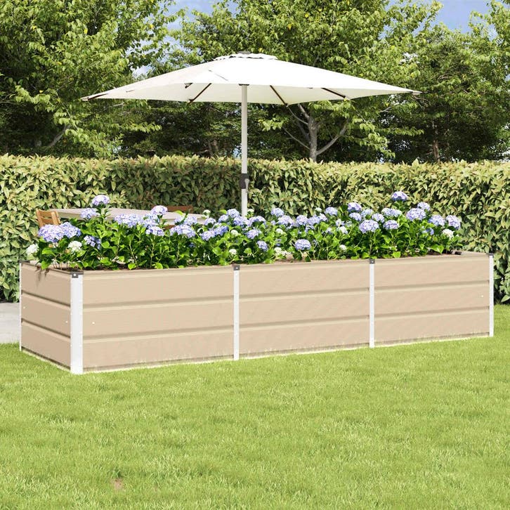 vidaXL Plantenbak Ivoor 240 x 80 x 45 cm Staal, Tuin en Terras, Bloembakken en Plantenbakken, 60 tot 100 cm, Nieuw, Metaal, 30 tot 60 cm