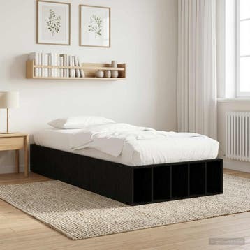 vidaXL Bedframe met opslag Zwart eiken 80 x 200 cm Bewerkt, Huis en Inrichting, Verzenden, Nieuw, Zwart, Hout