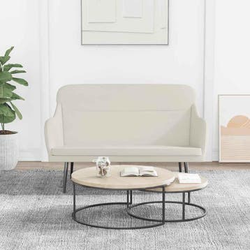 vidaXL Bankje 110x76x80 cm fluweel crèmekleurig, Huis en Inrichting, Banken | Bankstellen, Verzenden, Nieuw, Stof, Minder dan 150 cm