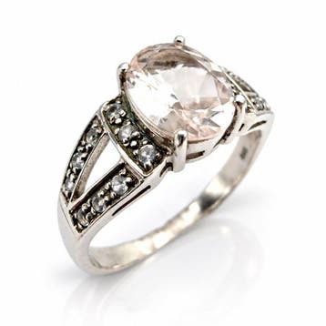Zonder minimumprijs - Ring Zilver - Morganiet, Sieraden, Tassen en Uiterlijk, Nieuw