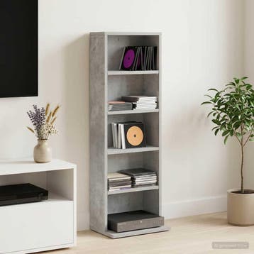 vidaXL CD Kast Betongrijs 33 x 23,5 x 97,5 cm Bewerkt hout, Verzenden, Nieuw