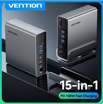 USB-C Docking Station 16-in-1 Dual 4K HDMI DP Hub met Stand, Verzenden, Nieuw