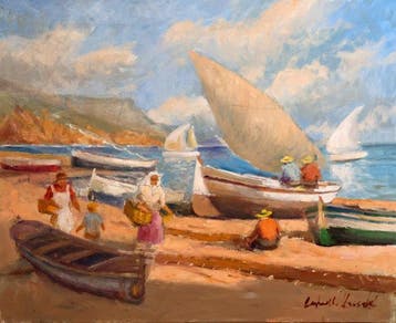 Francisco Carbonell Massabé (1928) - Escena de pescadores -