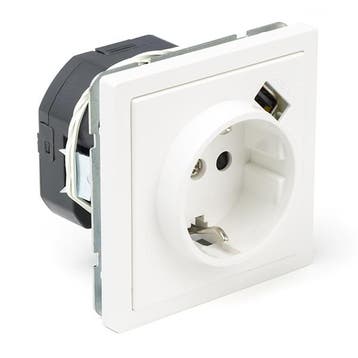 Stopcontact met USB | PEHA | ST (Inbouw, Randaarde, Wit), Verzenden, Nieuw