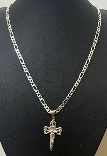 Zilveren ketting 925 met het Kruis van Santiago, gemaakt van