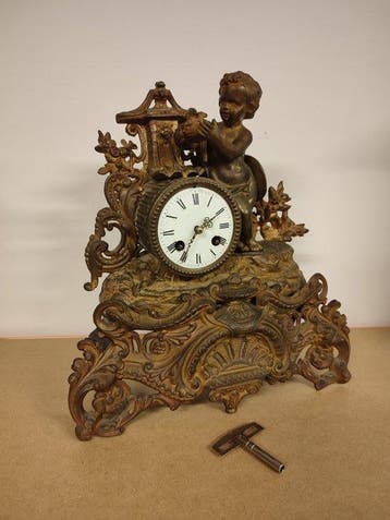 Figurale pendule Empire Messing, Zinklegering - 1850-1900