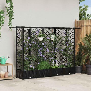 vidaXL Verhoogd Bed met Trellis en Dak Zwart 202,5 x 40 x, Verzenden, Nieuw, Minder dan 60 cm, 60 cm of meer