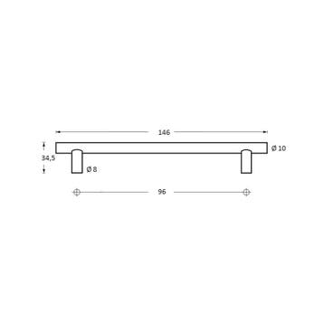 Intersteel meubelgreep/keukengreep ø10/96/146mm - RVS, Verzenden, Nieuw