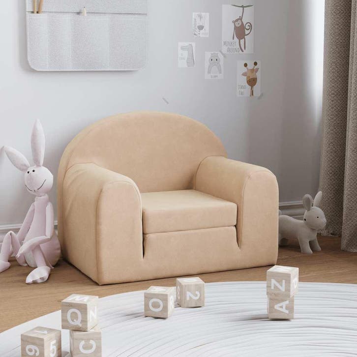 vidaXL Kinderslaapbank zacht pluche crèmekleurig, Kinderen en Baby's, Kinderkamer | Overige Meubels, Nieuw, Verzenden