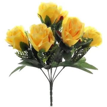 Zijden Rozen met Gips en Blad Geel Boeketje 33 cm, Ophalen of Verzenden, Nieuw