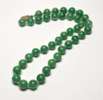 Jade - Vintage export Chinees 925 zilver - groene nefriet -, Verzamelen, Mineralen en Fossielen