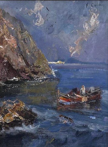 Vincenzo Colucci (1898-1968) - Barca nel Golfo di Napoli con