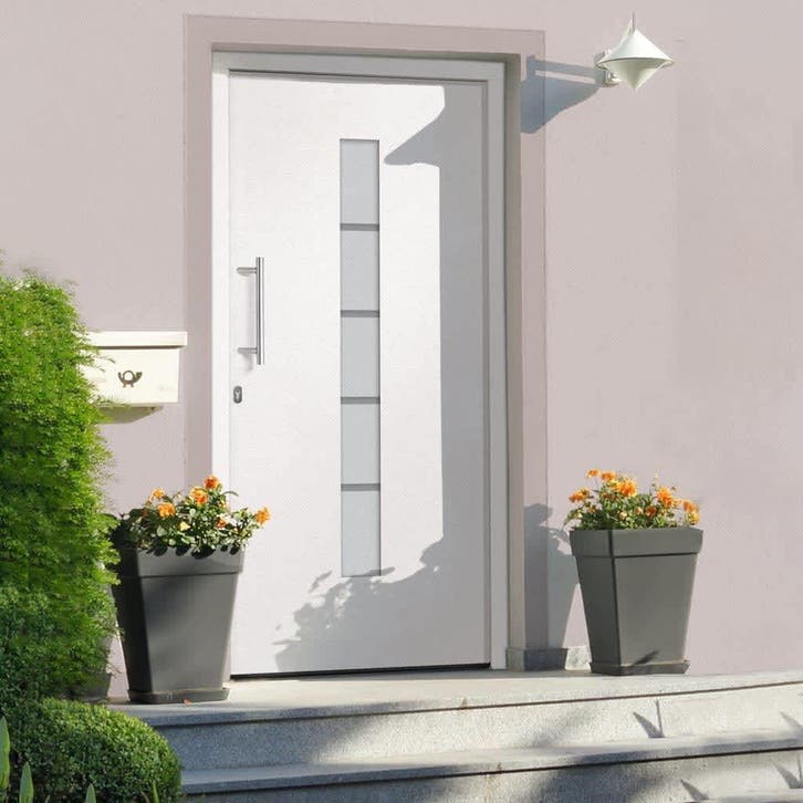 vidaXL Voordeur 100x210 cm aluminium en PVC wit, Doe-het-zelf en Verbouw, Deuren en Horren, Nieuw, Verzenden