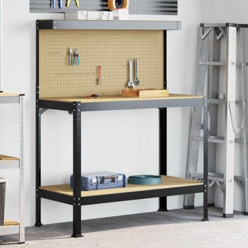 vidaXL Werkbank Zwart 114 x 54 x 145 cm Bewerkt hout en, Doe-het-zelf en Verbouw, Werkbanken, Verzenden, Nieuw