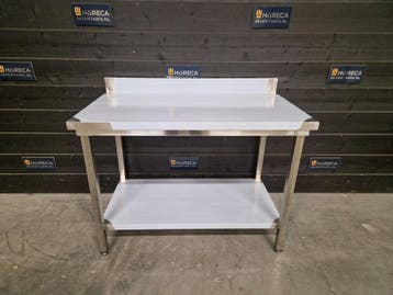 Werktafel | Maxima | bodemschap | spatrand | RVS | 120 cm |, Nieuw in verpakking, RVS Meubilair