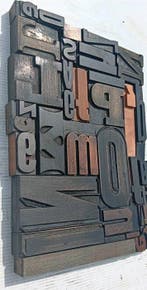Drukblokken - Compositie van antieke XL-typografische, Antiek en Kunst