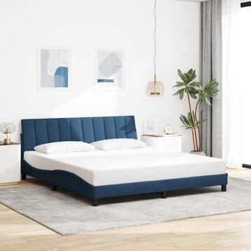 vidaXL Bedframe zonder matras Hanko stof blauw 180x200 cm, Eenpersoons, Nieuw, 80 cm, 200 cm
