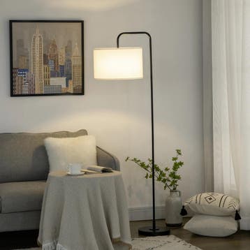 Moderne vloerlamp met linnen kap gebogen, Verzenden, Nieuw