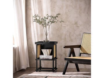 SoBuy HFBT03-SCH - Bijzettafel - Bamboe frame & open, Verzenden, Nieuw