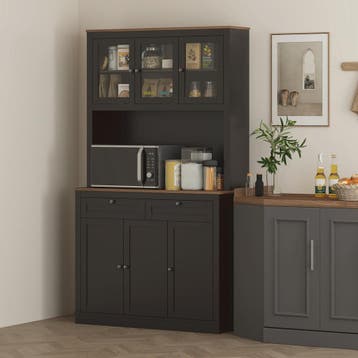 Keuken Serveertafel met 3 Glazen Deuren, Open Werkblad en 2, Verzenden, Nieuw