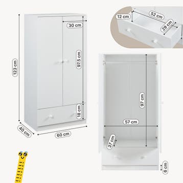 Kinderkast Beldinupp met lade 123x60x40 cm wit [en.casa], Verzenden, Nieuw