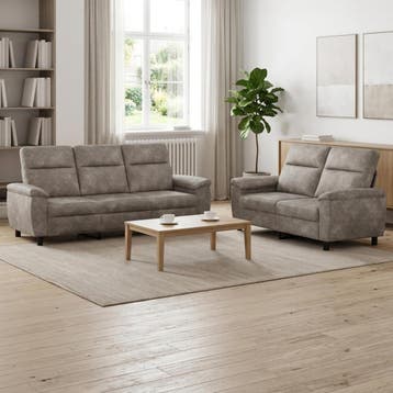 vidaXL Bankstel 2 pcs Lichtgrijs Nep Suede Leer, Verzenden, Nieuw, 200 tot 250 cm