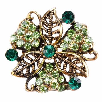 Fako Bijoux - Broche - Bloem Hart Retro - 32x32mm - Groen, Verzenden, Nieuw