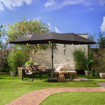 Dubbele parasol incl. hoes - antraciet - 450 x 270 x 240 cm, Verzenden, Nieuw