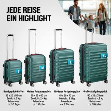 Reiskoffers 4-delige Groen ABS accessoires (Recreatie), Verzenden, Nieuw