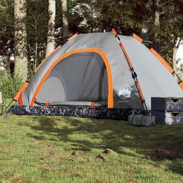 vidaXL Tent 5-persoons snelontgrendeling grijs en oranje, Verzenden, Nieuw, Tot en met 2