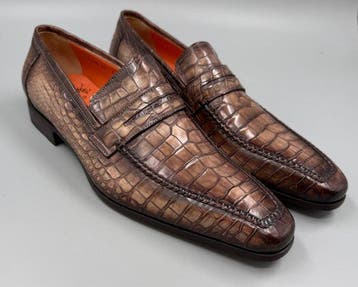Santoni-UK10- Alligator -Pennyloafers - Loafers - Maat: EU, Nieuw