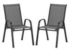 4 Stapelbare Tuinstoelen–Metaal en Ademende Stof, Grijs, Verzenden, Nieuw