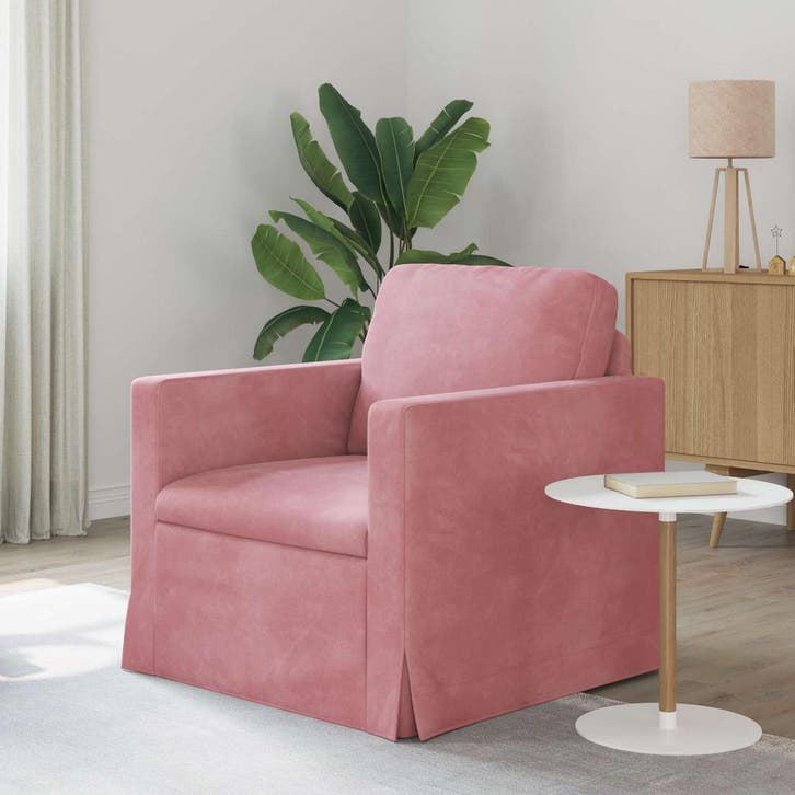 vidaXL Bank Roze 78 x 78 x 80 cm Fluweel, Huis en Inrichting, Banken | Bankstellen, Nieuw, Minder dan 150 cm, Stof, Verzenden