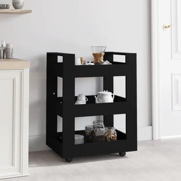 vidaXL Keukentrolley 60x45x80 cm bewerkt hout zwart, Verzenden, Nieuw