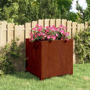 vidaXL Plantenbak met poten roestig 50x50x50 cm cortenstaal, Verzenden, Minder dan 60 cm, Nieuw, Metaal