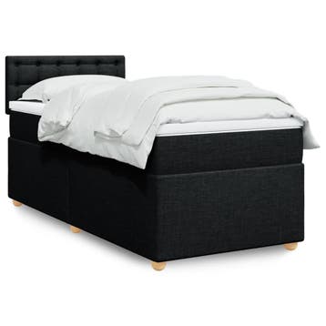vidaXL Boxspring met matras stof zwart Single, Verzenden, Nieuw, Zwart, Stof