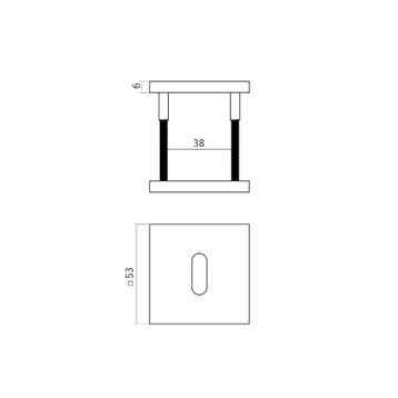 Intersteel sleutelrozetten vierkant verdekt 53x53x6mm - PVD, Verzenden, Nieuw