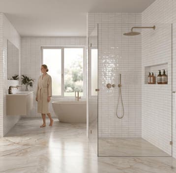 Wandtegel Florim Ella Handvorm Creme Wit Glans 5x25, Nieuw, 20 tot 40 cm, 10 m² of meer, Wandtegels