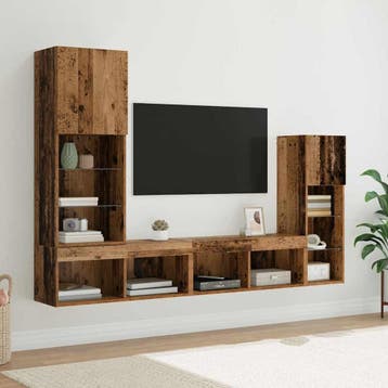 vidaXL TV Wandmeubels 4 st Oudhout Bewerkt hout, Verzenden, Nieuw, Overige houtsoorten
