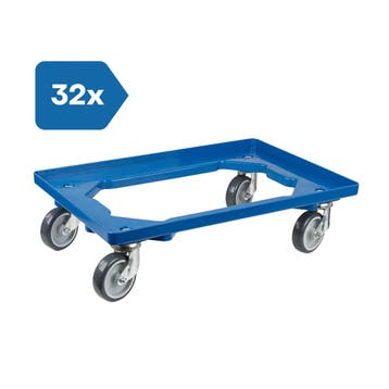 Dolly 60x40x15 blauw met 4 rubberen zwenkwielen, nieuw - Set, Ophalen of Verzenden