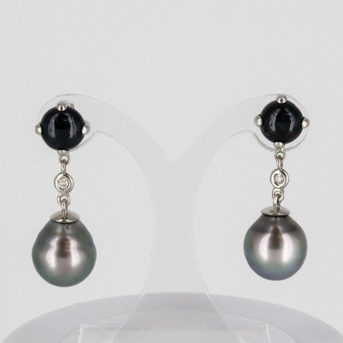 Oorbellen - 18 karaat Witgoud Saffier - Diamant, Sieraden, Tassen en Uiterlijk, Oorbellen