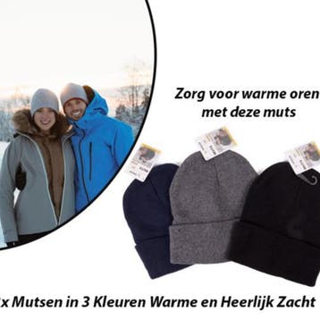 3 Stuks Unisex Warme Beanie Mutsen in 3 Kleuren, Verzenden, Nieuw