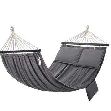 Hangmat + Spreidstok Grijs, 2 Kussens, Draagtas 210x150cm, Verzenden, Nieuw