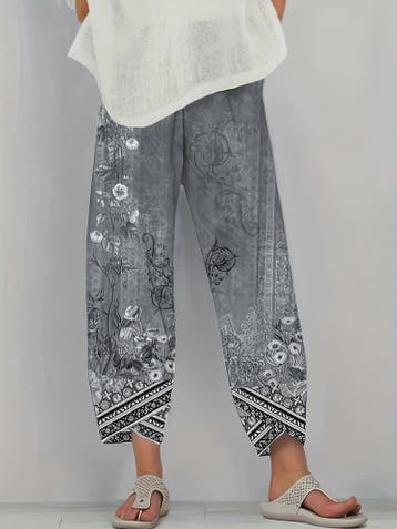 Plus Size Wijde Leg Broek Dames met Bloemenprint, Kleding | Dames, Grote Maten, Verzenden, Nieuw